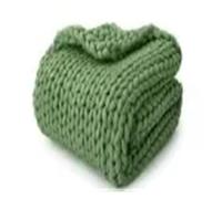WJIAYAO Manta de Punto Grueso ponderada | Poliéster pesado Sólido Lavable Patrón de cable Suave Acogedor(Avocado Green,60 x80)