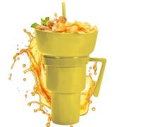 WJnflQN Taza Para Aperitivos Y Bebidas | Vaso de Bebida con Bol para Snacks en la Parte,Recipiente Portátil Para Frutas Dulces Palomitas Playa Acampadas Viajes Excursiones Al Aire Libre