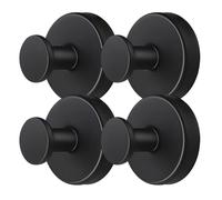 WJUAN Ganchos de Ventosa 4 Unidades - Gancho Acero Inoxidable Sin Taladrar - Negro para Azulejos, Vidrio, Porcelana - Gancho Pared Vintage Baño & Cocina