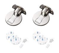 WJWINER 2 Pcs Tope Puerta Magnetico, Topes para Puertas Metálico, Tope Retenedor Puerta Tope de Puerta Magnético de Metal, Invisible Tapón Magnético para Puerta, Viene con Adhesivo y Tornillos(Plata)