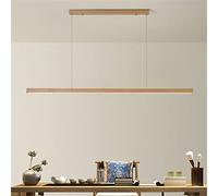 WLCNYL Lámpara Colgante Lineal de Madera Moderna para Comedor, Cocina, Isla, Sala de Estar, Barra, lámpara Colgante de Techo Regulable, 80 cm de Largo