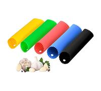Wlevzzor Pack de 5 peladores de ajos, peladores de ajos de Silicona Rodillos de ajo, peladores de Verduras Utensilios de Cocina (Rojo, Amarillo, Verde, Azul, Negro)