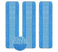 Wlich Paquete de 3 almohadillas de limpieza de microfibra compatibles con mopa Bona, repuesto de almohadilla de fregona reemplazable de 18 pulgadas, almohadillas de microfibra azul lavables y