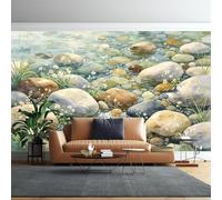 WLLDDDIU Papel Pintado Mural Autoadhesivo para Murales, Acuarela para Fotos de Paisaje en Piedra de Río, Póster Adhesivo y Impermeable, Película Vinilicosa Removible para Salón, Salón, Dormitor