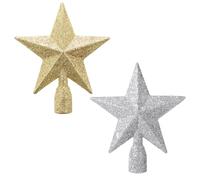 WLLHYF Paquete de 2 mini estrellas con purpurina de 4 pulgadas para coronar el árbol de Navidad, adornos decorativos de plástico pequeños para la copa del árbol, para decoración navideña del hogar