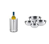 WMF Ambient - Enfriador de vino adecuado para botellas de vino o champán con un diámetro de hasta 92 mm & Bol Gourmet - Set de 4 cuencos de mezcla (16, 18, 22, 24 cm), Acero inoxidable 18/10
