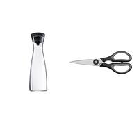 WMF Basic - Botella De Agua De Cristal, Sistema Close Up, Altura 32,7 Cm, Anchura 11,3 Cm, 1,5 Litros Capacidad, Sin Accesorios, Color Negro + Touch Tijeras De Cocina, Acero Inoxidable, Negro, 21Cm