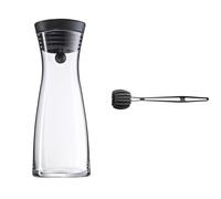 WMF Basic - Botella de agua de cristal, sistema Close Up, Sin accesorios, Negro, 1,0 litros + Cepillo de limpieza de plástico, colección Basic