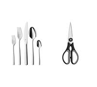 WMF Boston Cromargan - Cubertería, Acero Inoxidable, Acabado Pulido, 30 Piezas para 6 Comensales & Touch Tijeras de Cocina, Acero Inoxidable, Negro, 21cm