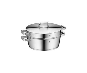 WMF Bräter icónico con inserto para cocinar al vapor 28cm Cromargan plata