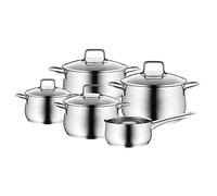 WMF Brillant - Batería de Cocina 5 Piezas, Acero Inoxidable Apto para Inducción, 1 Cacerola Baja de 20 cm, 3 Cacerolas Altas de 16 cm, 20 cm y 24 cm, 1 Cazo 16 cm con 4 Tapas de Cristal