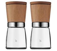 WMF Set de molinillos de especias Ceramill – Juego 2 piezas 13,8 cm Ø 6 cm – Roble y vidrio