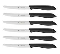 WMF Classic Line - Juego de 6 Cuchillos 23 cm, Hoja de Acero Especial con Filo Dentado y Mango de Plástico Aptos para el Lavavajillas, Negro