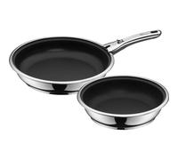 Set de 2 Sartenes Antiadherentes de 24 cm y 28 cm con Mango Extraíble Click & Serve de WMF, Acero Inoxidable Cromargan®, Apta para Inducción, Horno y Lavavajillas