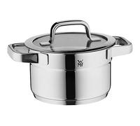 WMF Compact Cuisine - Olla pequeña (16 cm, Tapa de Cristal, 2 L, Acero Inoxidable Cromargan, Acero Inoxidable Pulido, apilable, sin Revestimiento)