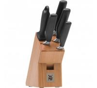WMF Cuisine One, juego de cuchillos, acero inoxidable, plástico, 6 piezas, plateado, madera