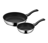 WMF Devil - Juego de 2 Sartenes Antiadherentes 20-28 cm, Sartén de Acero Inoxidable y Revestimiento Antiadherente para Todo Tipo de Cocinas Incluido Inducción, Color Negro