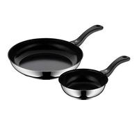 WMF Devil Natural - Juego de 2 Sartenes Antiadherentes 18-28 cm, Sartén de Acero Inoxidable y Revestimiento Antiadherente Mienral Cerámico para Todo Tipo de Cocinas Incluido Inducción