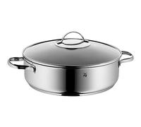WMF Cacerola Devil 28 cm – Tapa de cristal, Cromargan 18/10, Antiadherente, Inducción/horno, Plata