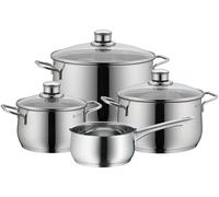 WMF Diadem Plus - Batería de Cocina 7 Piezas, Acero Inoxidable Apto para Inducción, 1 Cacerola Baja de 20 cm, 2 Cacerolas Altas de 16 cm y 24 cm, 1 Cazo 16 cm con 3 Tapas de Cristal