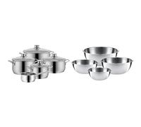 WMF Diadem Plus - Batería de Cocina de 5 Piezas de Acero Inoxidable, Base Inducción & Bol Gourmet - Set de 4 Cuencos de Mezcla (16, 18, 22, 24 cm)