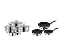 WMF Diadem Plus - Batería de Cocina de 5 Piezas de Acero Inoxidable, Base Inducción & Devil - Juego de 3 Sartenes Antiadherentes 20-24-28 cm, Sartén de Acero Inoxidable y Revestimien