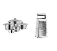 WMF Diadem Plus - Batería de Cocina de 5 Piezas de Acero Inoxidable, Base Inducción & Gourmet - Rallador Cuadrado, 10,5 x 8 x 24 cm, Rallador de Acero Inoxidable Cromargan