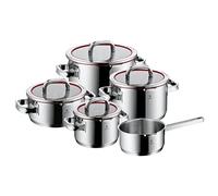 WMF Function 4 - Batería de Cocina 5 Piezas, Acero Inoxidable Apto para Inducción, 1 cacerola baja de 20 cm, 3 cacerolas altas de 16 cm, 20 cm y 24 cm con tapa, 1 cazo 16 cm