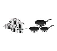WMF Function 4 - Batería de Cocina, 5 Piezas con Tapas Acero Inoxidable Cromargan, Apta & Devil - Juego de 3 Sartenes Antiadherentes 20-24-28 cm, Sartén de Acero Inoxidable y Revestimien