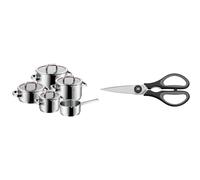 WMF Function 4 - Batería de Cocina, 5 Piezas con Tapas Acero Inoxidable Cromargan, Apta & Touch - Tijeras de Cocina, Acero Inoxidable, Negro, 21cm, Tijeras para el Hogar