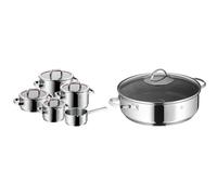 WMF Function 4 - Batería de Cocina, 5 Piezas con Tapas Acero Inoxidable Cromargan & Devil - Rustidiera 28 cm Diámetro con Tapa de Cristal, Acero Inoxidable Cromargan 18/10