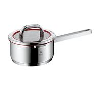 WMF Function 4 - Cacerola de 16 cm con tapa de cristal, cacerola pequeña de 1,4 l, apta para inducción, acero inoxidable Cromargan pulido, tapa con 4 funciones de vertido