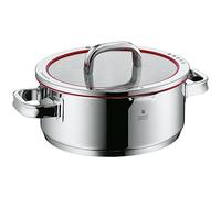 WMF Function 4 - Cacerola de 24 cm con tapa de cristal, cacerola pequeña de 4,1 l, apta para inducción, acero inoxidable Cromargan pulido, tapa con 4 funciones de vertido