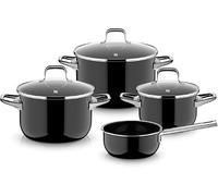 WMF Fusiontec 0520795290 Essential Pro - Juego de cacerolas para inducción (4 piezas, duraderas, resistentes a los arañazos, aptas para todo tipo de fuegos), color negro