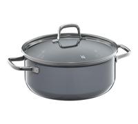 WMF Fusiontec Essential - Olla grande (24 cm, tapa de cristal, 4,4 L, cerámica de alta tecnología, resistente a los arañazos, sin revestimiento), color gris