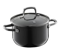 WMF Fusiontec Essential - Olla pequeña de 16 cm con tapa de cristal para inducción, olla pequeña de cerámica de alta tecnología, resistente a los arañazos, sin revestimiento, color negro, fabricada en