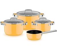 WMF Fusiontec Mineral Pro 0519085290 - Juego de cacerolas (4 piezas, material resistente a los arañazos, apta para inducción, apta para todo tipo de fuegos, fabricado en Alemania, mango amarillo)