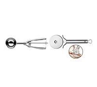 WMF Gourmet Cuchara para Helado, Acero Inoxidable Pulido + Profi Plus Cortador De Pizza, Acero Inoxidable Pulido