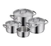 WMF Gourmet Plus - Batería de Cocina 4 Piezas, Acero Inoxidable Cromargan Apto para Inducción, 1 cazo de 20 cm, 3 Cacerolas de 16 cm, 20 cm y 24 cm con 4 Tapas de Metal