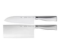 WMF Grand Gourmet - Juego Asiático de 2 Cuchillos Chef Santoku y Hacha con Hoja Insertada de Acero Templado Completamente Forjado