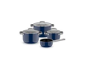 WMF Juego de ollas de 4 piezas Fusiontec Mineral Pro Tim Raue Ocean Azul oscuro azul oscuro