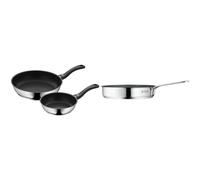 WMF Juego de sartenes Devil de 2 piezas, sartén de 28 cm + 20 cm, sartén de inducción & Mini - Sarten Ø 18 cm diámetro Con Recubrimiento Borde Vertedor Apilable de Acero Inoxidable