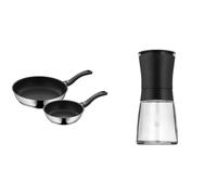 WMF Juego de sartenes Devil de 2 piezas, sartén de 28 cm + 20 cm, sartén de inducción & Trend - Molinillo de Especias, Molinillo Cerámico y Vidrio Borosilicatado, Negro