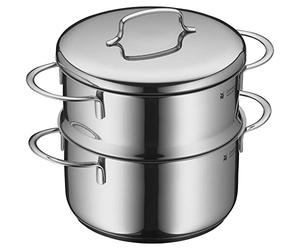 WMF Mini - Vaporizador Sin Recubrimiento Antiadherente con Tapa Metálica 16 cm Apróx 1,5 L, Borde Vertedor, Apilable de Acero Inoxidable Cromargan Publido, Apto Inducción