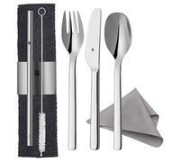 WMF Cubertería para llevar My2Go — 8 piezas Acero inox. Cromargan, compacta, con pajita y cepillo