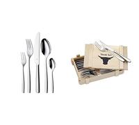 WMF Palma Cromargan - Cubertería, Acero Inoxidable, 60 Piezas para 12 Comensales & Juego 6 Cubiertos para Carne, Acero Inoxidable Pulido, 12 piezas