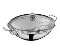 WMF Wok Party Taiwan 36 cm para inducción - Acero Cromargan sin recubrimiento, con tapa y rejilla