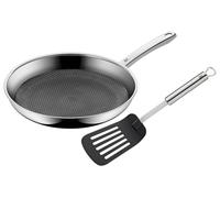 WMF Profi Resist - Sartén de inducción (28 cm, con espátula, revestimiento multicapa, estructura de panal, mango de acero inoxidable, apta para horno)