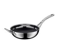 WMF Profi Resist Wok, diámetro de 28 cm, material multicapa revestimiento, estructura de panal, mango de plástico, para inducción, aptas para horno, color negro