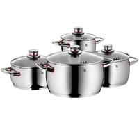 WMF Batería de cocina Quaity One – 4 piezas, acero inoxidable, apta para inducción, tapas de cristal